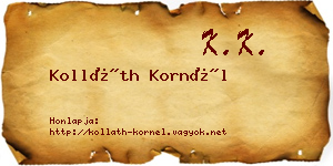 Kolláth Kornél névjegykártya